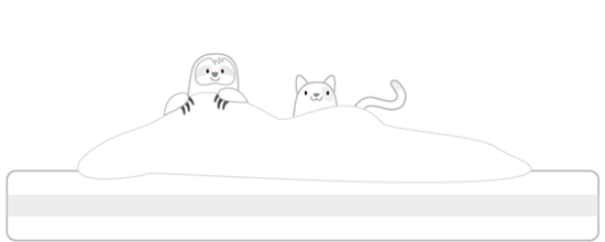 HONGi Faultier und seine Katze liegen gemeinsam auf ihrer HONGi Faultiermatratze
